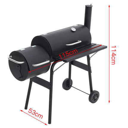 Portable Outdoor Charcoal BBQ Grill with Offset Smoker