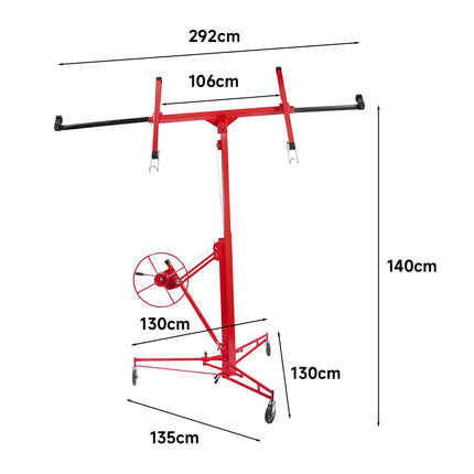 11 Ft Plaster Board Drywall Lifter Hoist Lifter with Rolling Casters