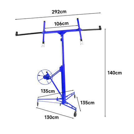 11 Ft Plaster Board Lifter with Rolling Casters Panel Hoist