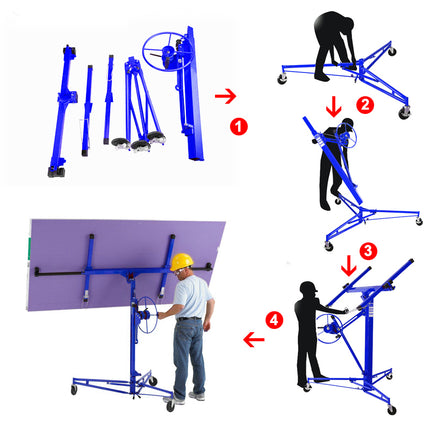 11 Ft Plaster Board Lifter with Rolling Casters Panel Hoist