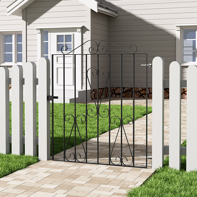 3ft Heavy Black Metal Garden Gate Fence Gate 104cm