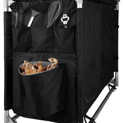 Large Camping Kitchen Cook Table Stand Folding Storage Unit Black 100x79cm H
