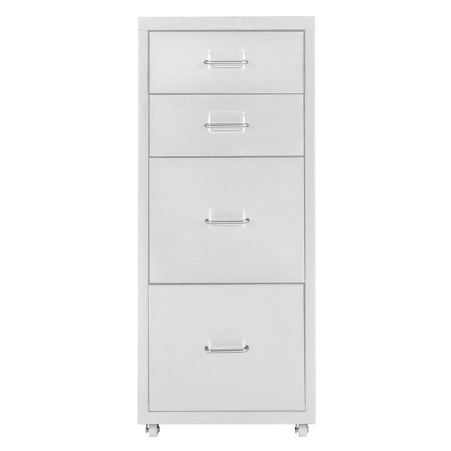 Office Rolling File Cabinet with 4 Drawers Shelf and Wheels, White