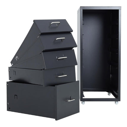 Office Rolling File Cabinet with 5 Drawers Shelf and Wheels, Black