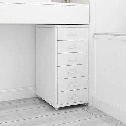 Office Rolling File Cabinet with 6 Drawers Shelf and Wheels White