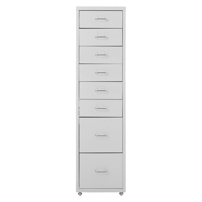 Office Rolling File Cabinet with 8 Drawers Shelf and Wheels, White