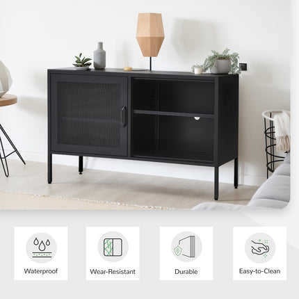 Metal Storage Sideboard Cabinet TV Stand Black