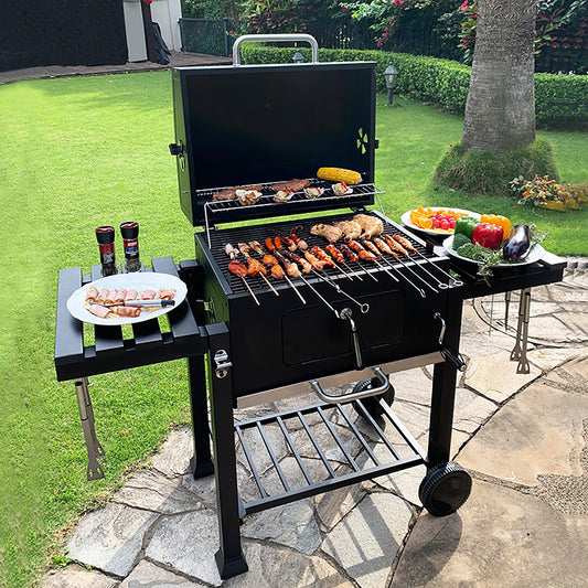 Charcoal Grill with Side Table BBQ Patio