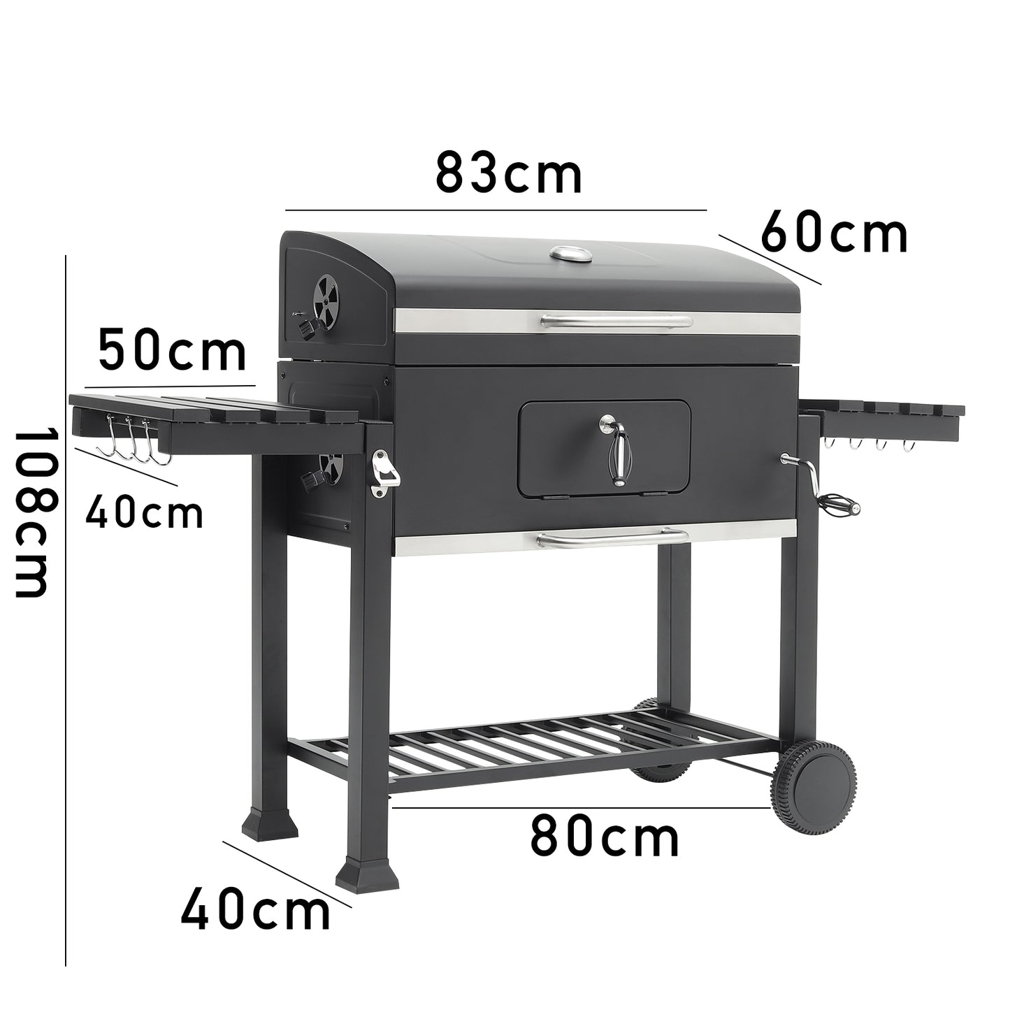 Charcoal Grill with Side Table BBQ Patio