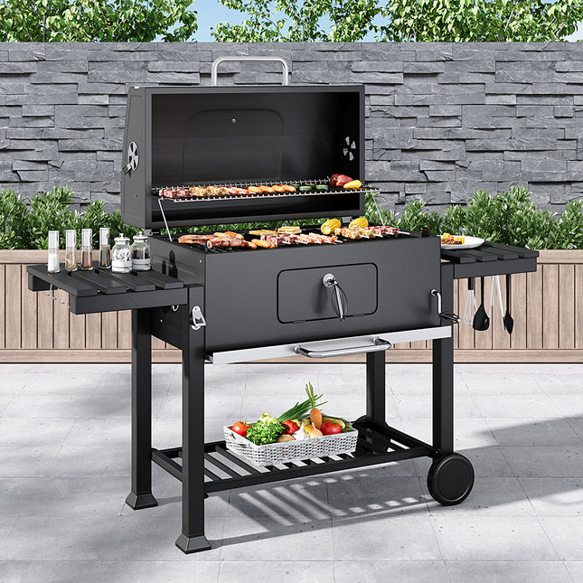 Charcoal Grill with Side Table BBQ Patio