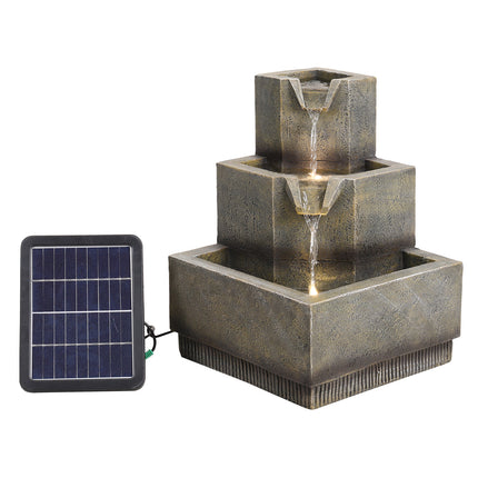 Multi-Tier Modern Garden Fountain with LED Lights 37cm H