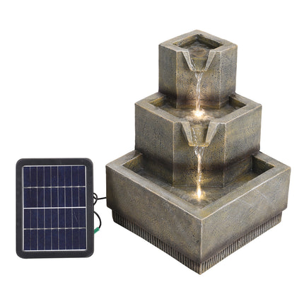 Multi-Tier Modern Garden Fountain with LED Lights 37cm H