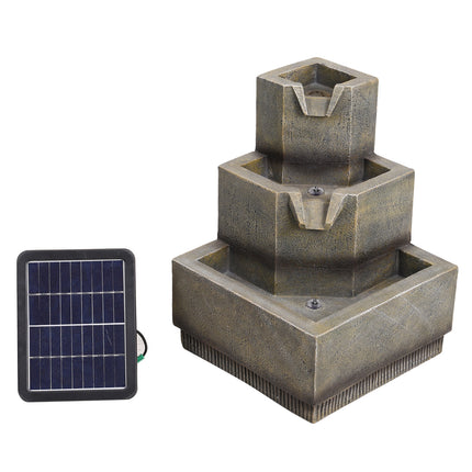 Multi-Tier Modern Garden Fountain with LED Lights 37cm H