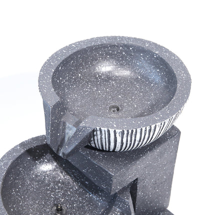 Outdoor Water Fountain Rockery Decoration 3 Tier Bowls Solar Powered