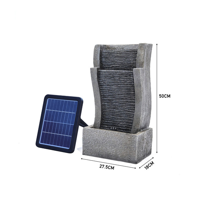 Water Feature Decor Fountain Rockery Solar Powered Garden Outdoor 50cm H