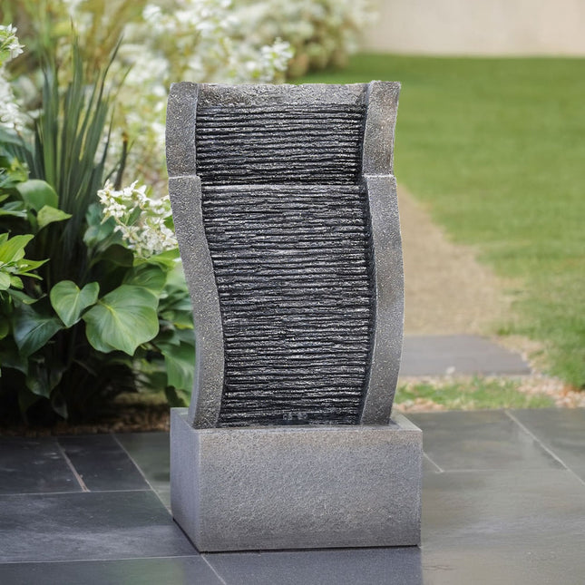 Water Feature Decor Fountain Rockery Solar Powered Garden Outdoor 50cm H