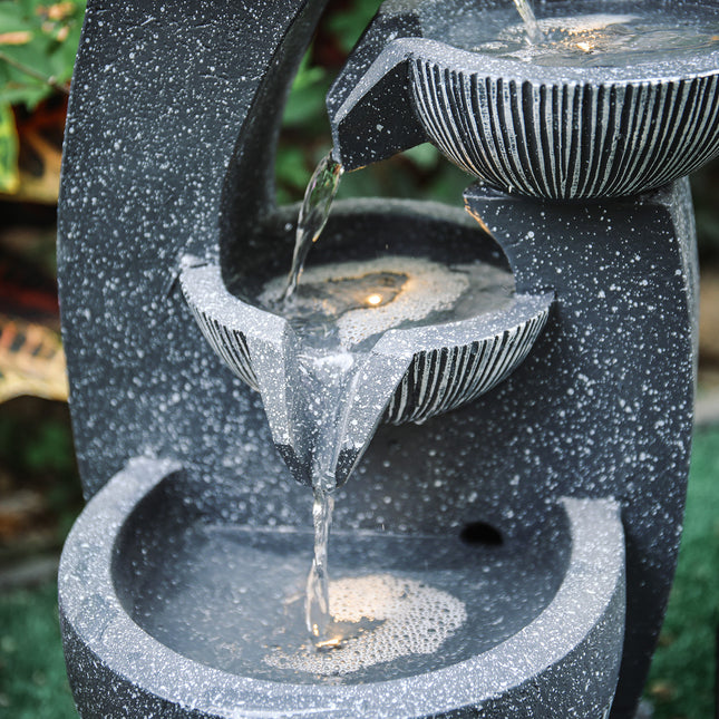 Solar Powered Water Fountain Rockery Decoration 47cm H