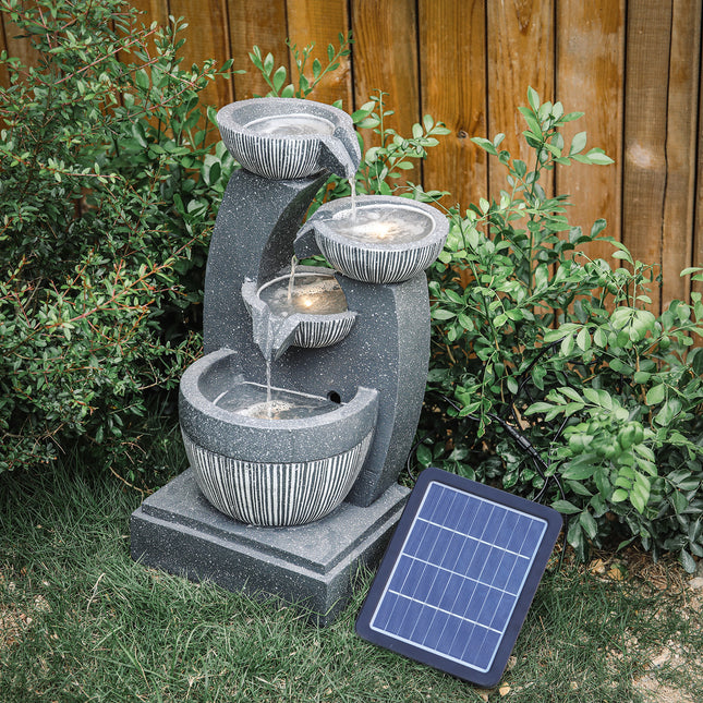 Solar Powered Water Fountain Rockery Decoration 47cm H