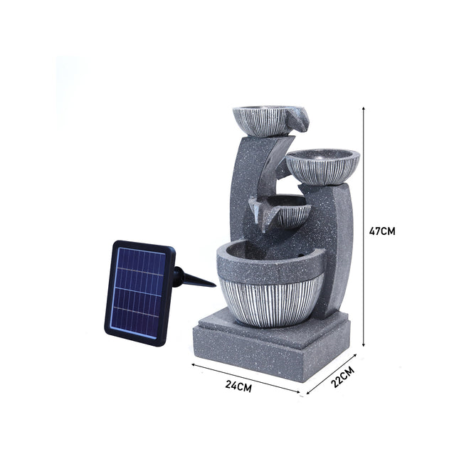 Solar Powered Water Fountain Rockery Decoration 47cm H
