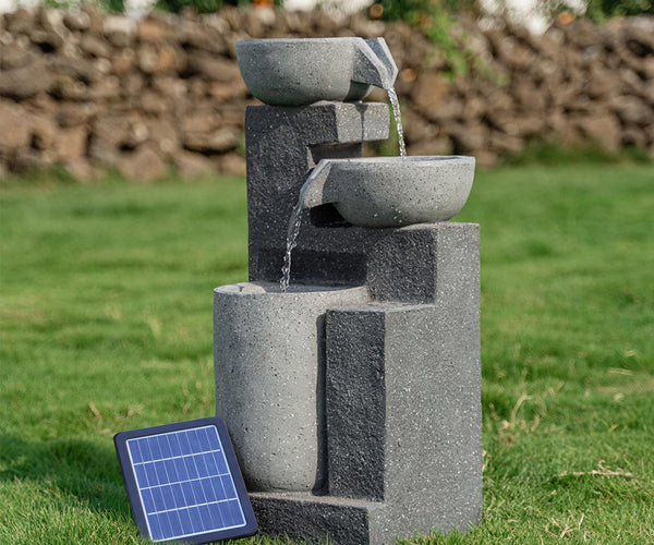 Water Fountain Rockery Decor Solar Powered 72cm H