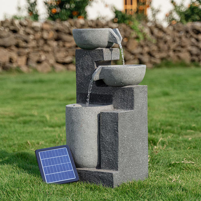 Water Fountain Rockery Decor Solar Powered 72cm H