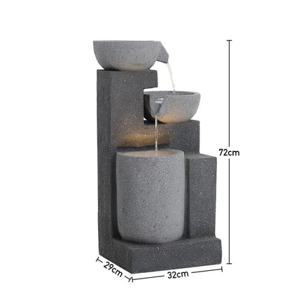 Water Fountain Rockery Decor Solar Powered 72cm H