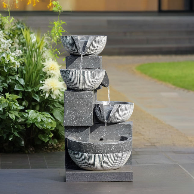 Outdoor Solar Powered Garden Water Feature Fountain 46cm H