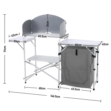 Outdoor Protable Camp Kitchen with Zippered Storage