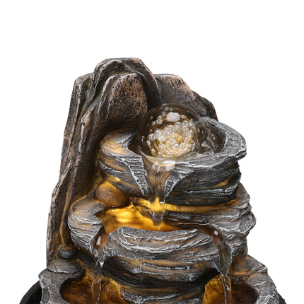 Layered Rock Cascading Tabletop Fountain with LED Crystal Ball