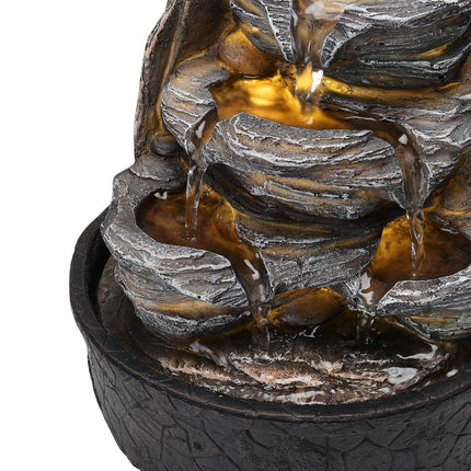 Layered Rock Cascading Tabletop Fountain with LED Crystal Ball