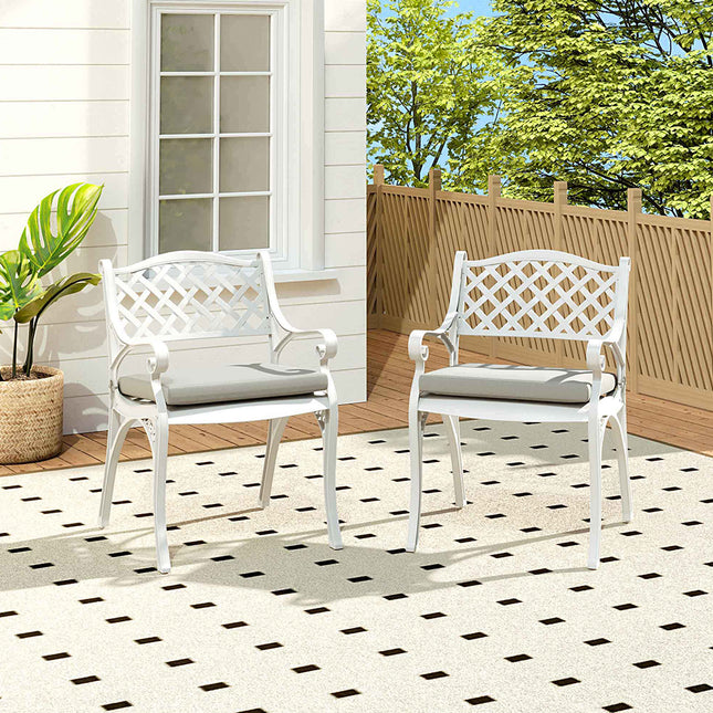 Retro Set of 2 Cast Aluminum Garden Chairs 82cm H