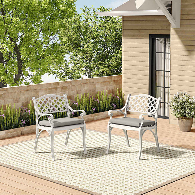 Retro Set of 2 Cast Aluminum Garden Chairs 82cm H