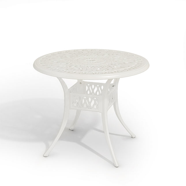 Outdoor Round White Cast Aluminum Garden Bistro Table 90 x 73cm H