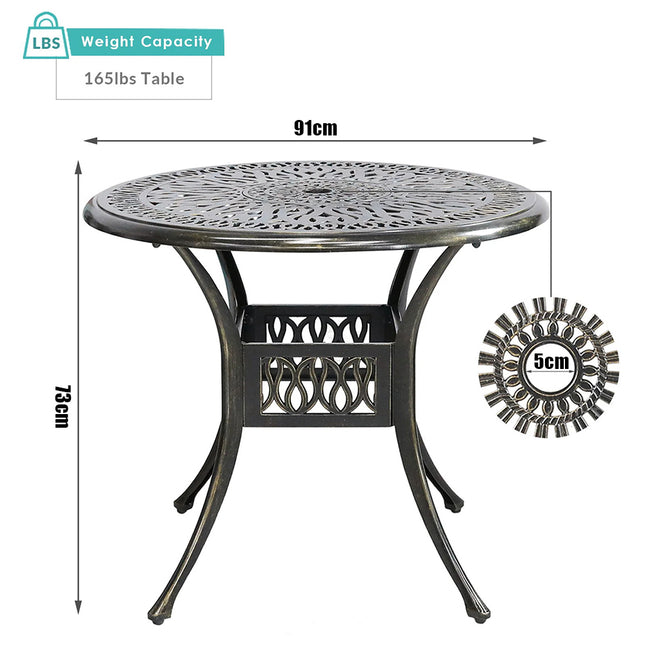 Outdoor Round Black Cast Aluminum Garden Bistro Table