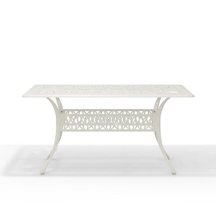 Outdoor Rectangular White Cast Aluminum Garden Bistro Table 150cm