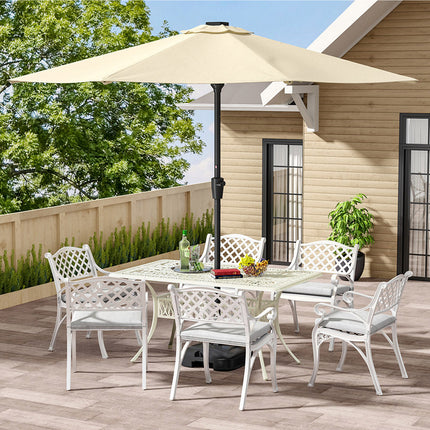 Outdoor Rectangular White Cast Aluminum Garden Bistro Table 150cm