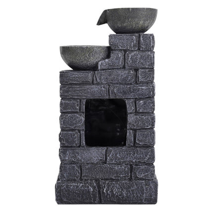 Grey 4 Tier Bowl Solar Water Fountain with LED Light 45cm H