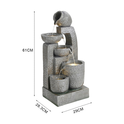 Grey Outdoor Garden Solar powered Water Fountain 64cm