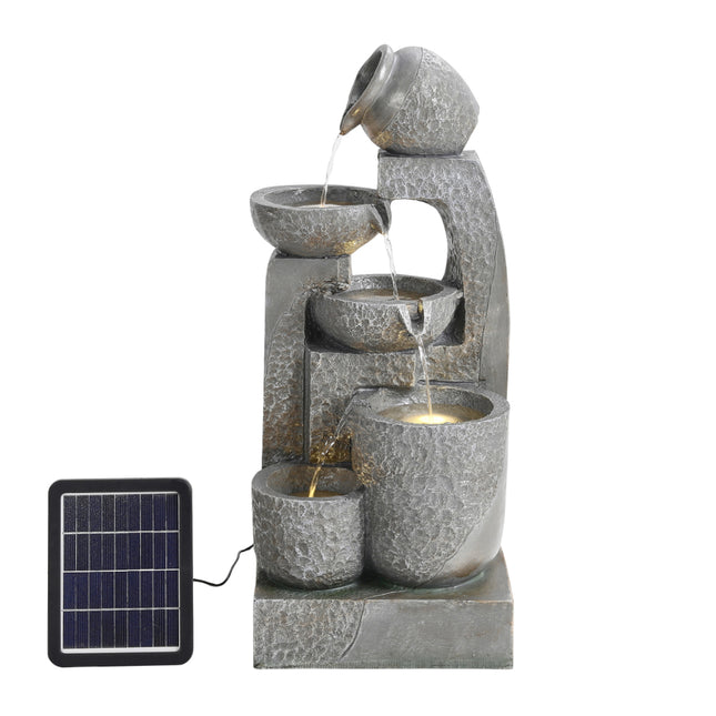 Grey Outdoor Garden Solar powered Water Fountain 64cm