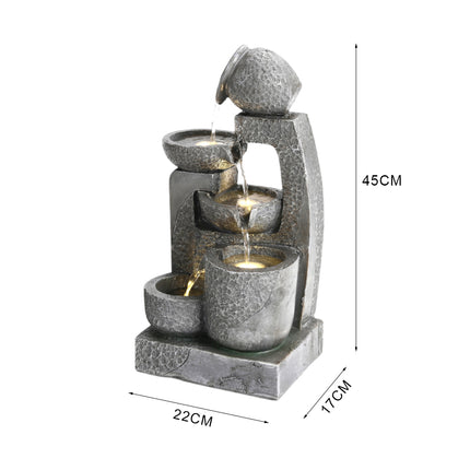 Grey Outdoor Garden Solar powered Resin Water Fountain 45cm