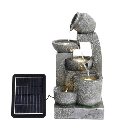 Grey Outdoor Garden Solar powered Resin Water Fountain 45cm