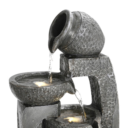 Grey Outdoor Garden Solar powered Resin Water Fountain 45cm
