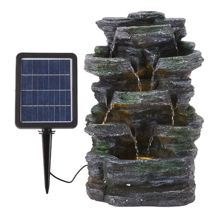 45cm H Solar Energy Rock Garden Resin Fountain Waterfall with Lights