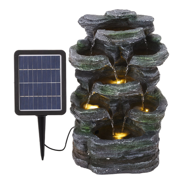 45cm H Solar Energy Rock Garden Resin Fountain Waterfall  with Lights