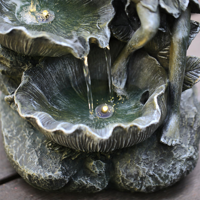Solar Resin Garden Water Fountain Waterfall