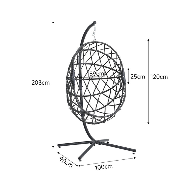 Woven Outdoor Egg Chair with Stand and Cushion