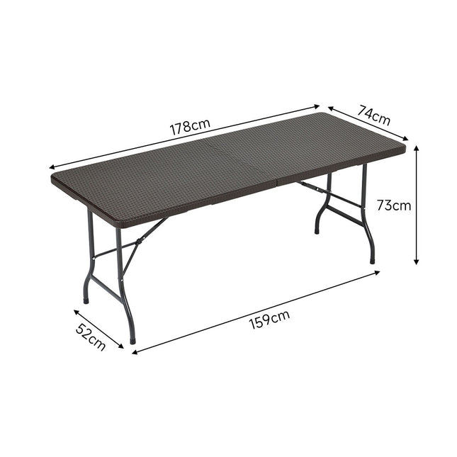 Black Set of 3 Plastic Outdoor Folding Table Bench Set