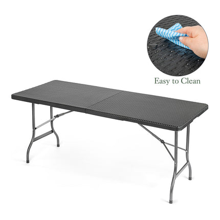 Black Set of 3 Plastic Outdoor Folding Table Bench Set