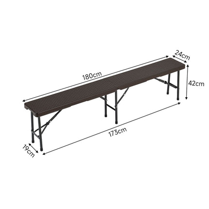 Black Set of 3 Plastic Outdoor Folding Table Bench Set