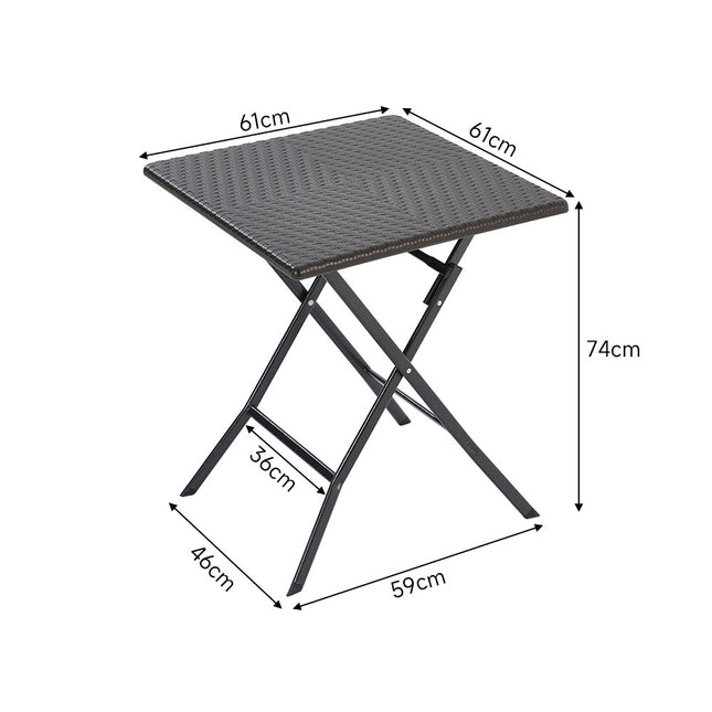 Black Square Folding Outdoor Bistro Table 61x61cm